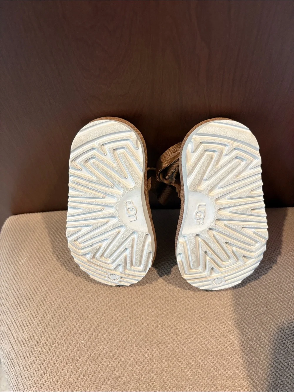 UGG Kids Chestnut Suede Walker Shoes with White Sole